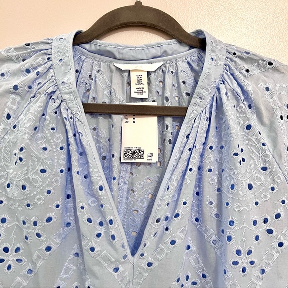 NWT H&M Powder Light Blue Tunic Dress w/ Eyelet Embroidery SOLD OUT ONLINE - Picture 7 of 16